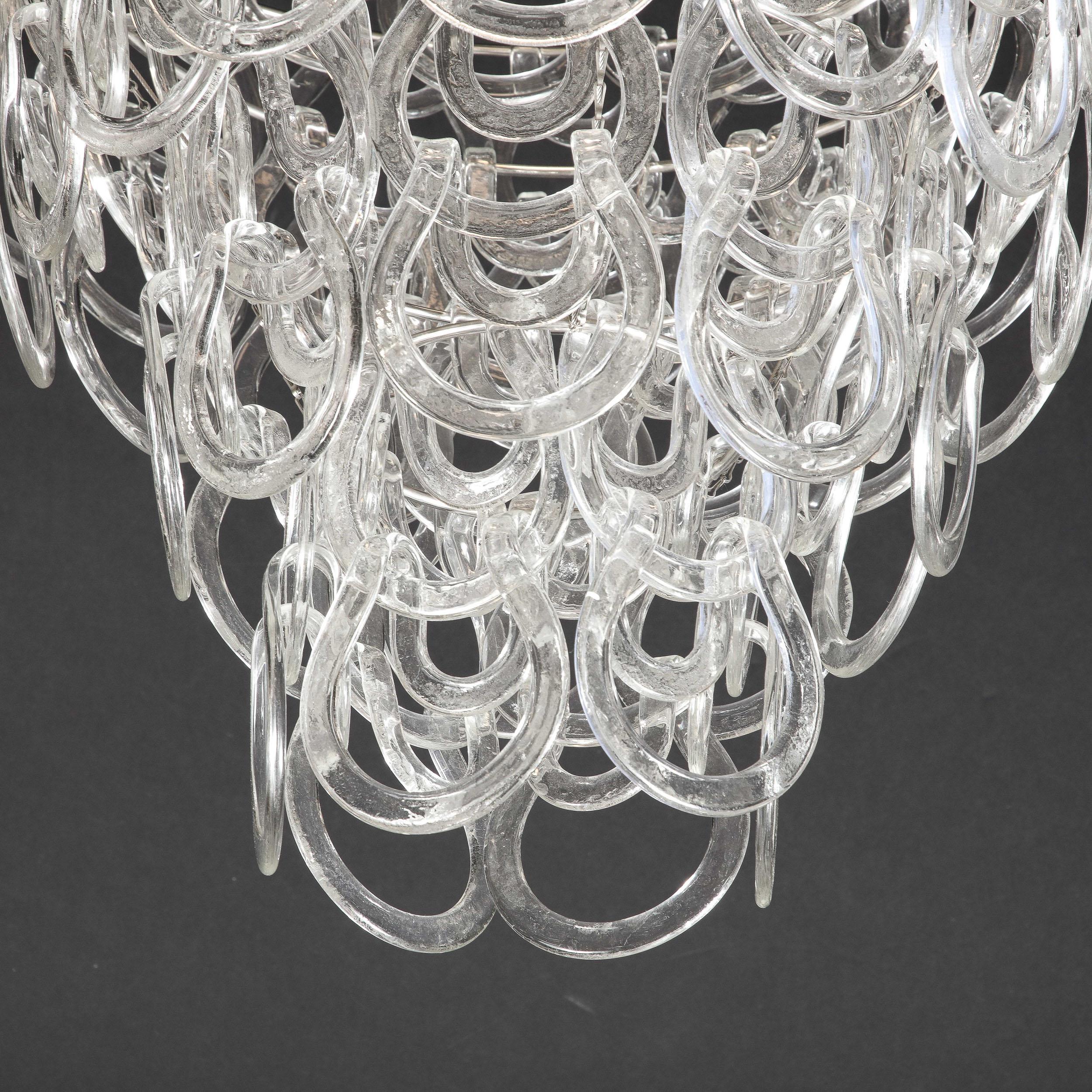 Handblown Murano Glass Giogali 'Link' Chandelier by Mangiarotti for Vistosi For Sale 7
