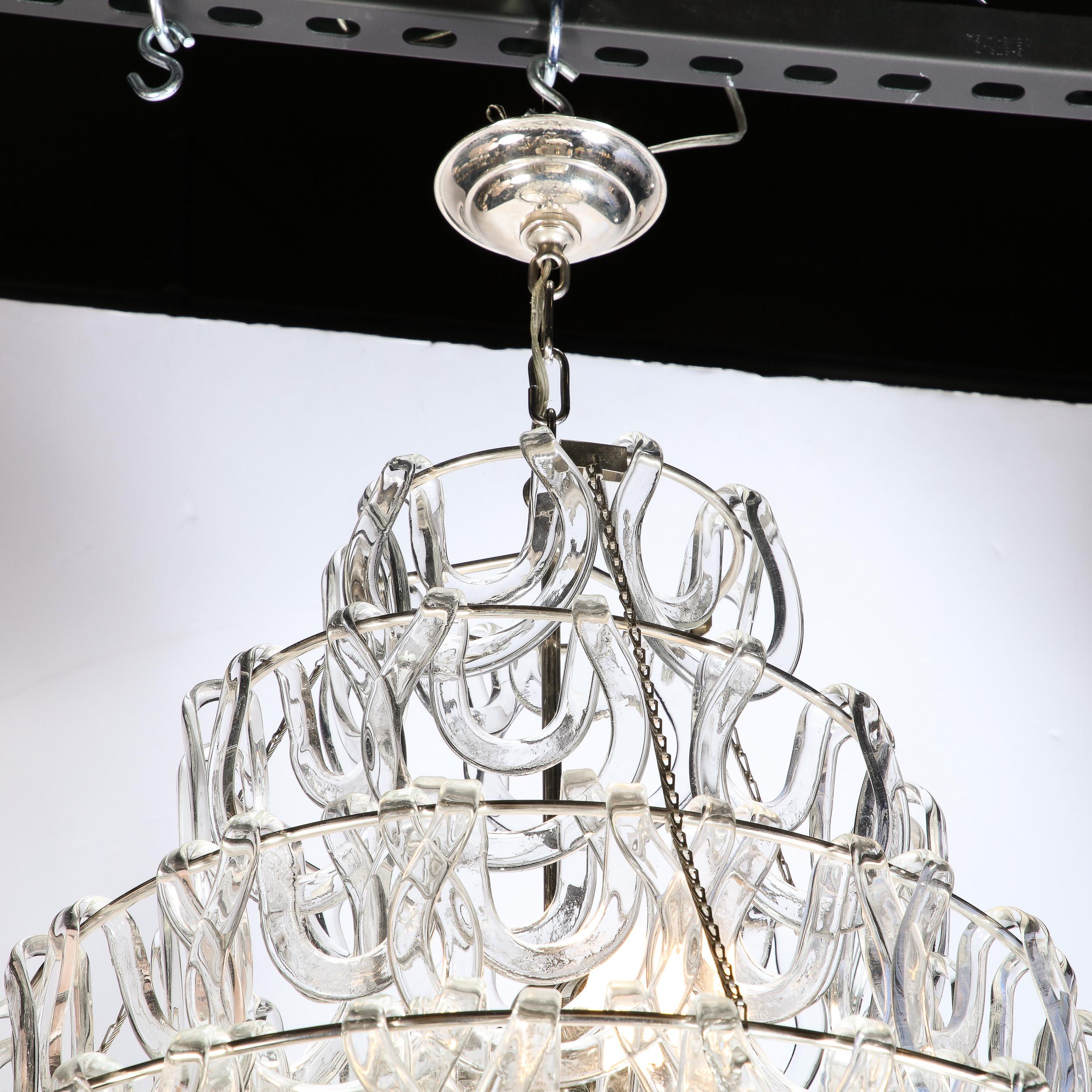 Handblown Murano Glass Giogali 'Link' Chandelier by Mangiarotti for Vistosi In Excellent Condition For Sale In New York, NY