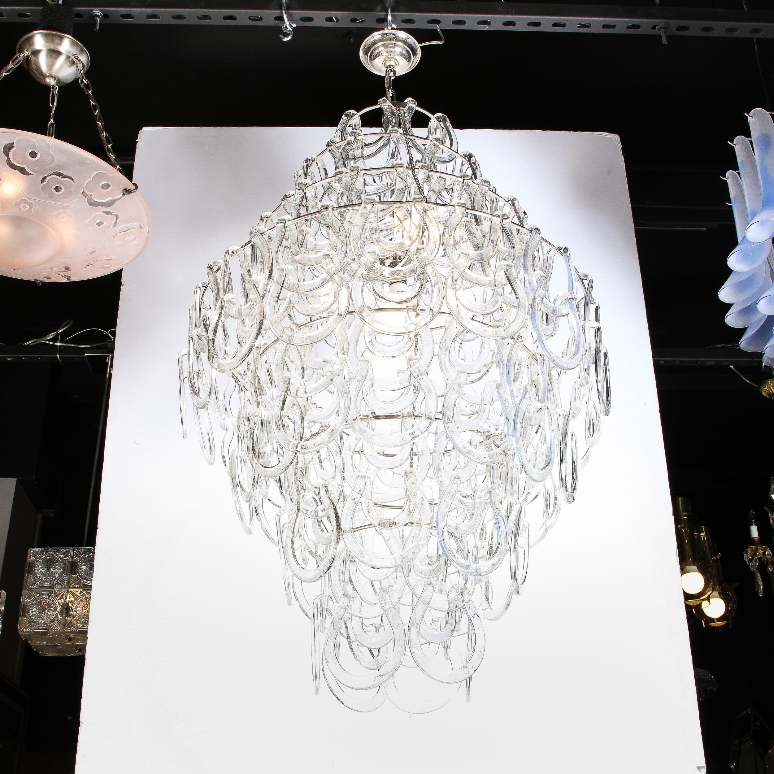 Mid-20th Century Handblown Murano Glass Giogali 'Link' Chandelier by Mangiarotti for Vistosi For Sale