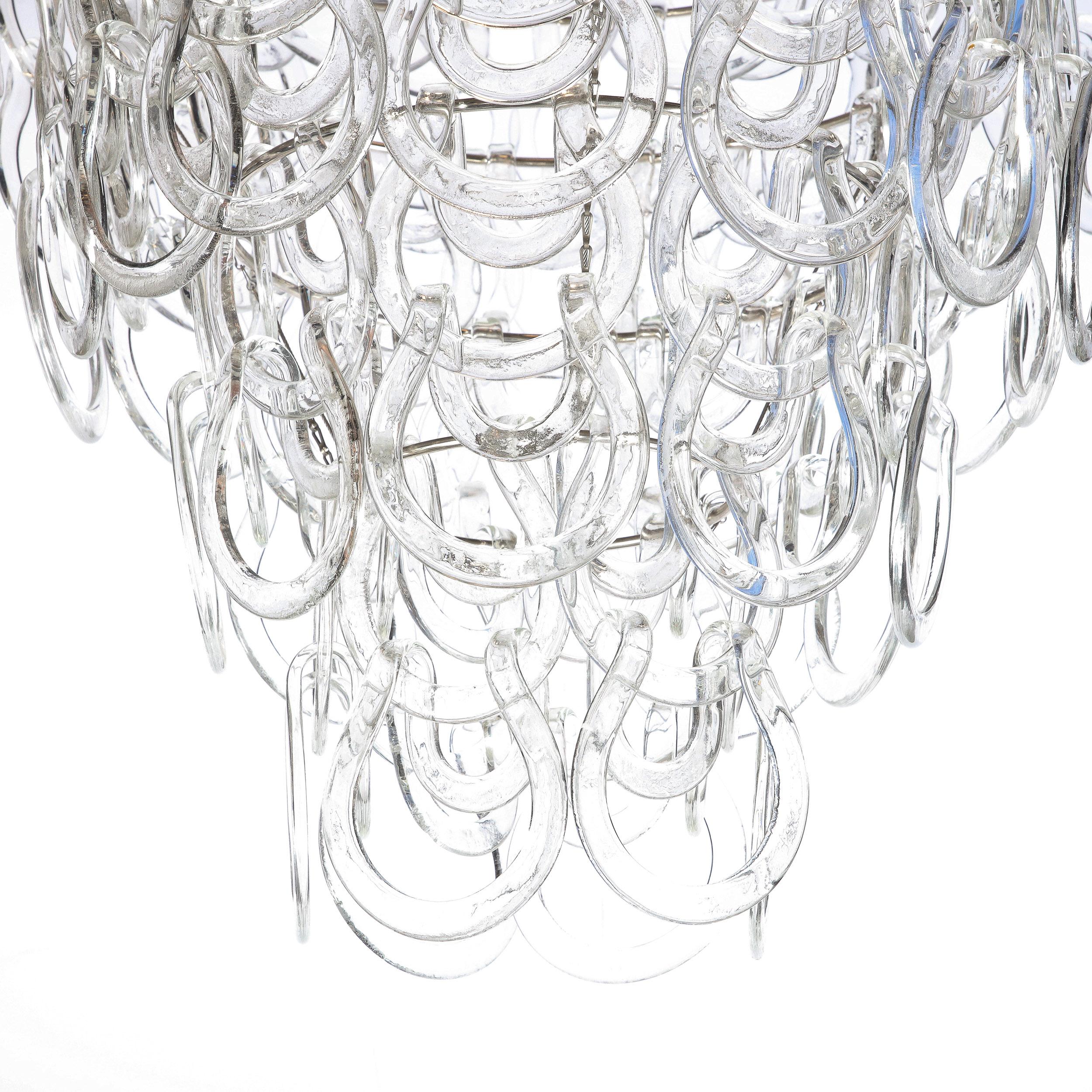 Handblown Murano Glass Giogali 'Link' Chandelier by Mangiarotti for Vistosi For Sale 1
