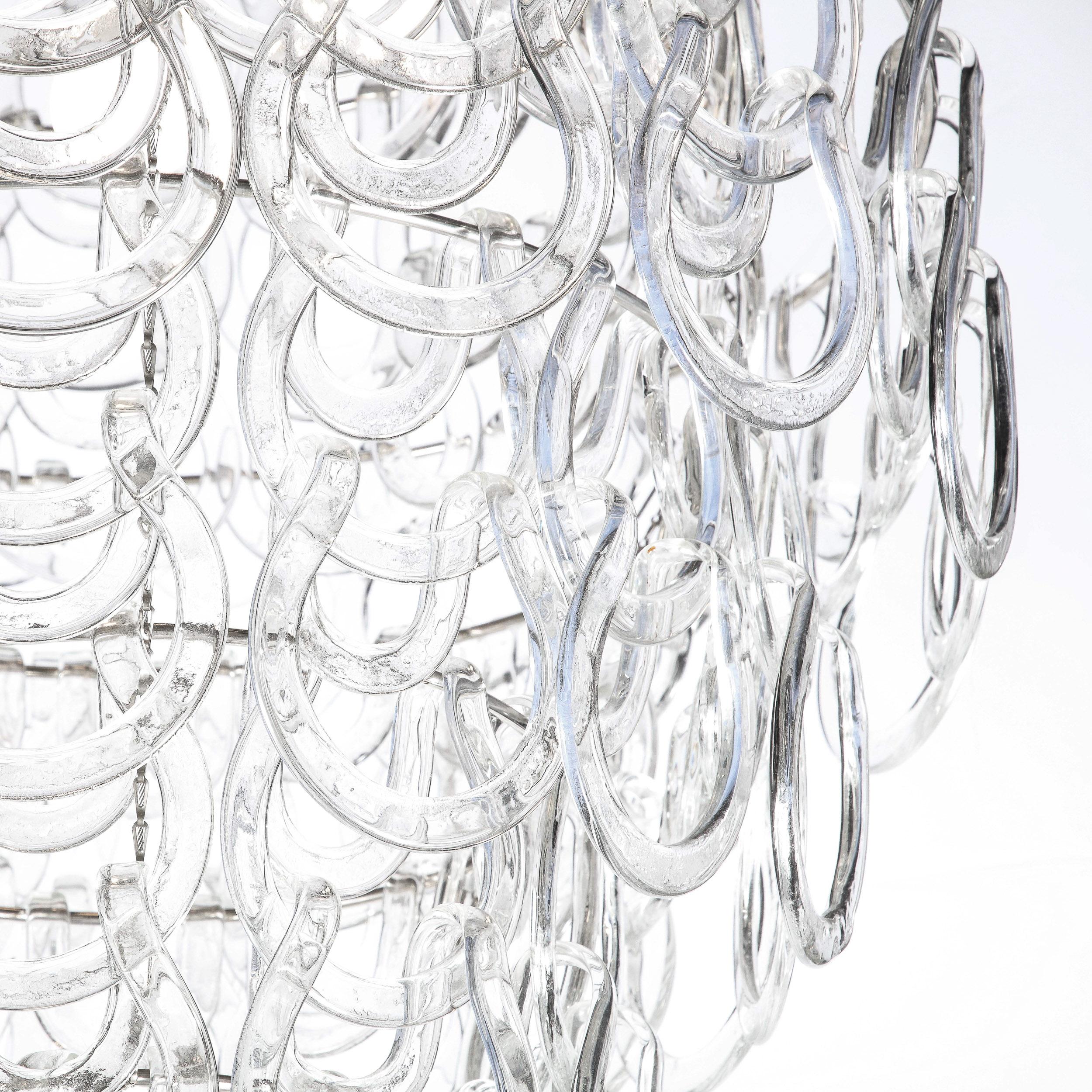 Handblown Murano Glass Giogali 'Link' Chandelier by Mangiarotti for Vistosi For Sale 2