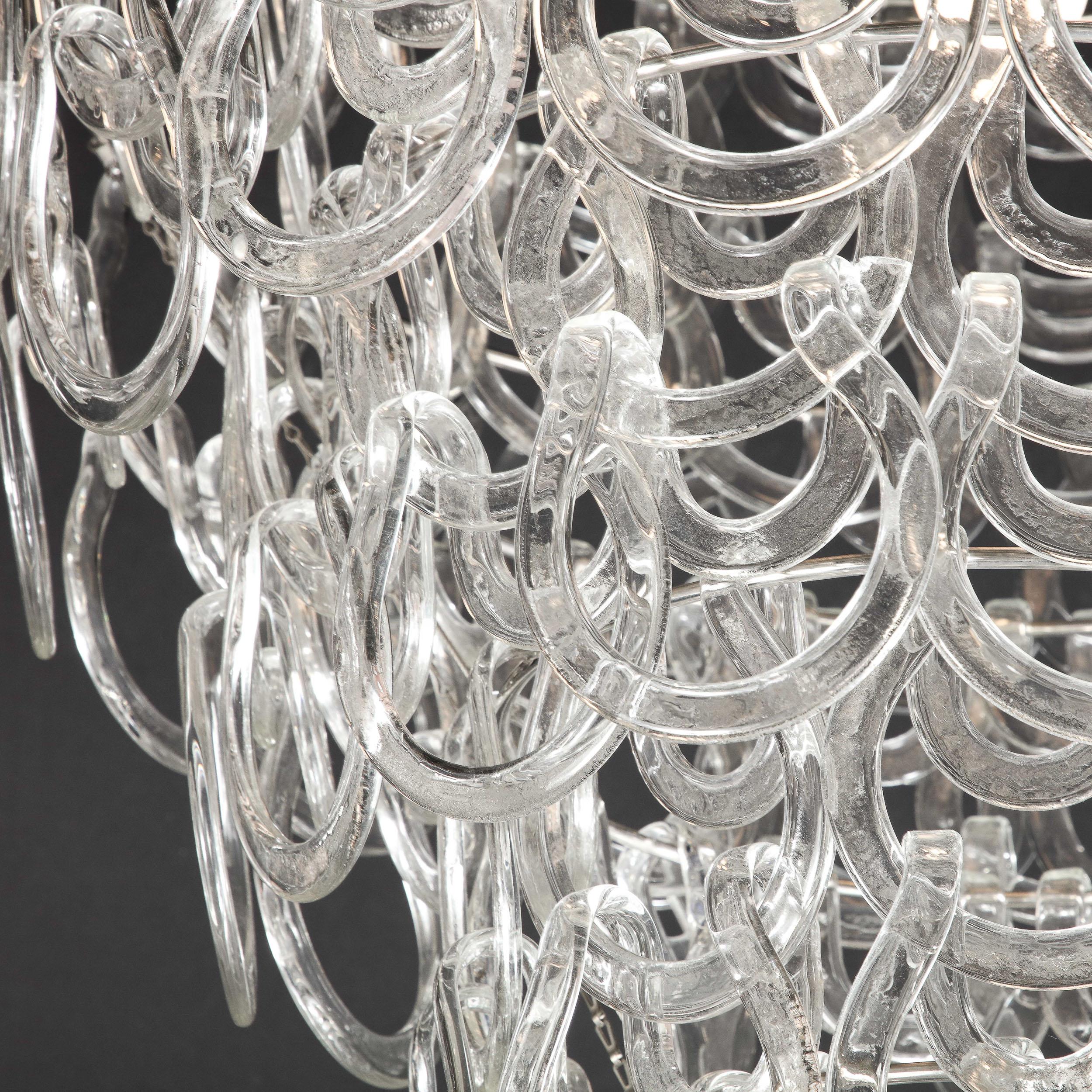 Handblown Murano Glass Giogali 'Link' Chandelier by Mangiarotti for Vistosi For Sale 3