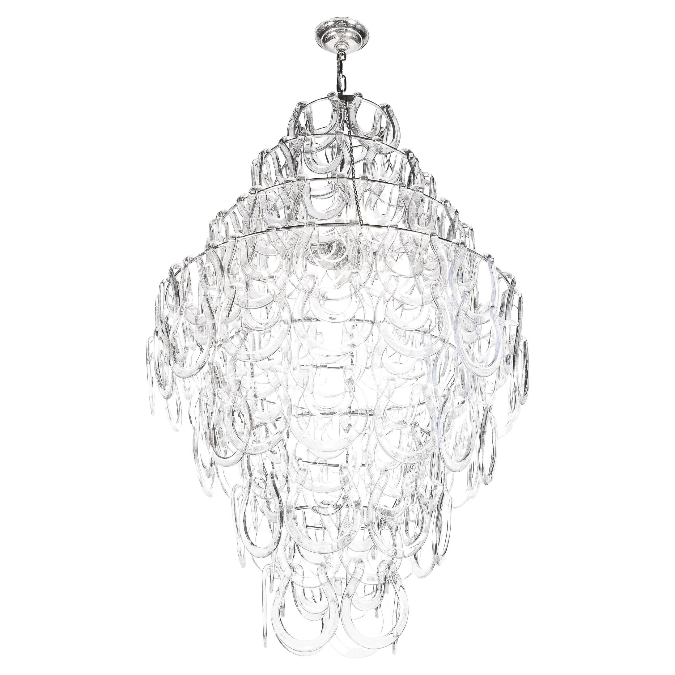 Handblown Murano Glass Giogali 'Link' Chandelier by Mangiarotti for Vistosi For Sale