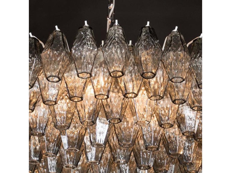 Modern Handblown Murano Glass Polyhedral Chandelier in the Manner of Venini For Sale