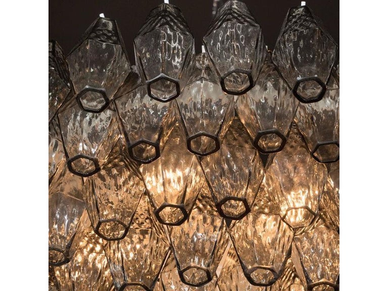 Handblown Murano Glass Polyhedral Chandelier in the Manner of Venini In New Condition For Sale In New York, NY