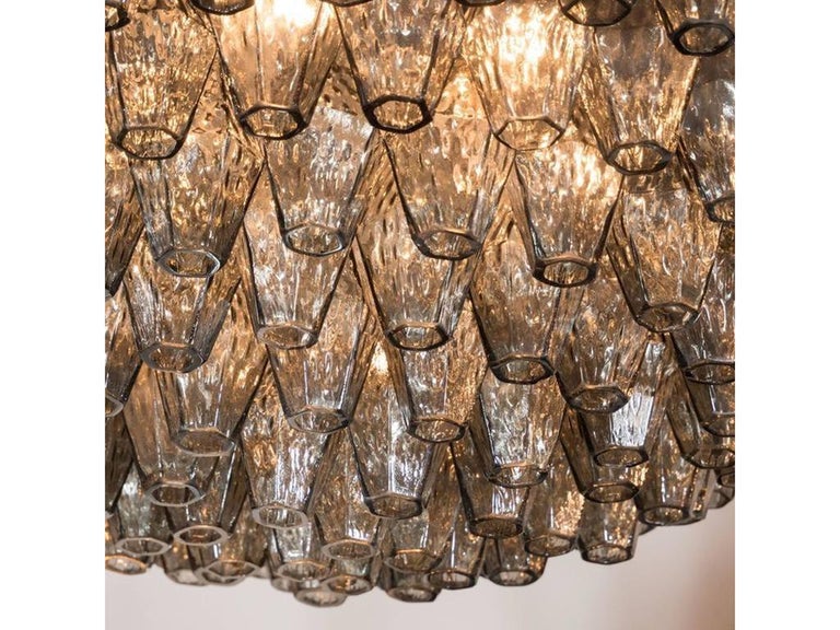 Handblown Murano Glass Polyhedral Chandelier in the Manner of Venini For Sale 3