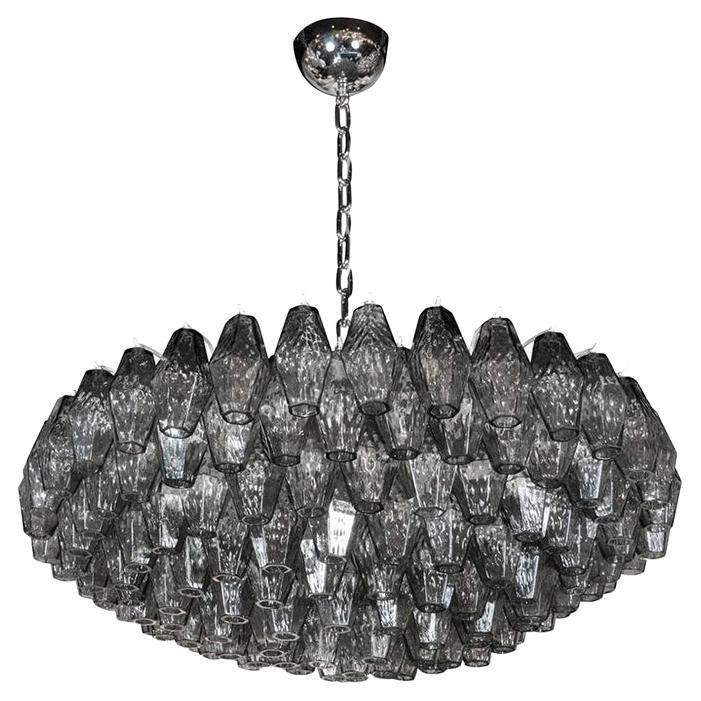 Handblown Murano Glass Polyhedral Chandelier in the Manner of Venini