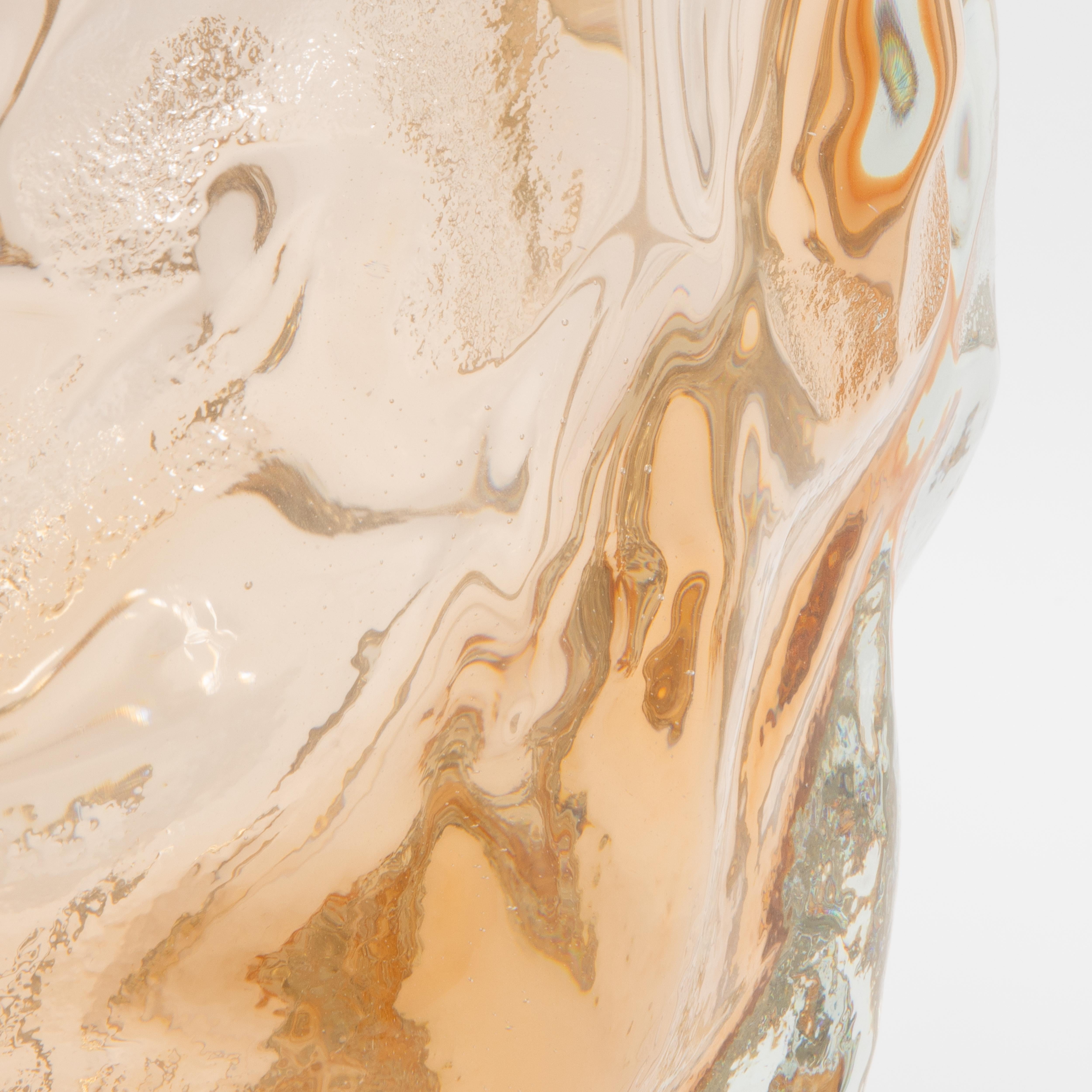 Vetro di Murano Vaso scultoreo di Murano soffiato a mano in oro rosa in vendita