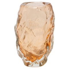 Handblown Murano Sculptural Vase in Rose Gold