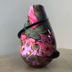 Vaso in vetro soffiato a mano di Robert Eickholt con vortice a spirale, circa 2001