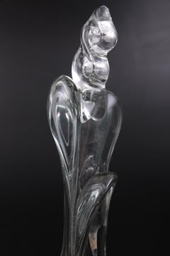 Sculpture en verre d'art de studio soufflé à la bouche par John Bingham, signée et datée de 1976