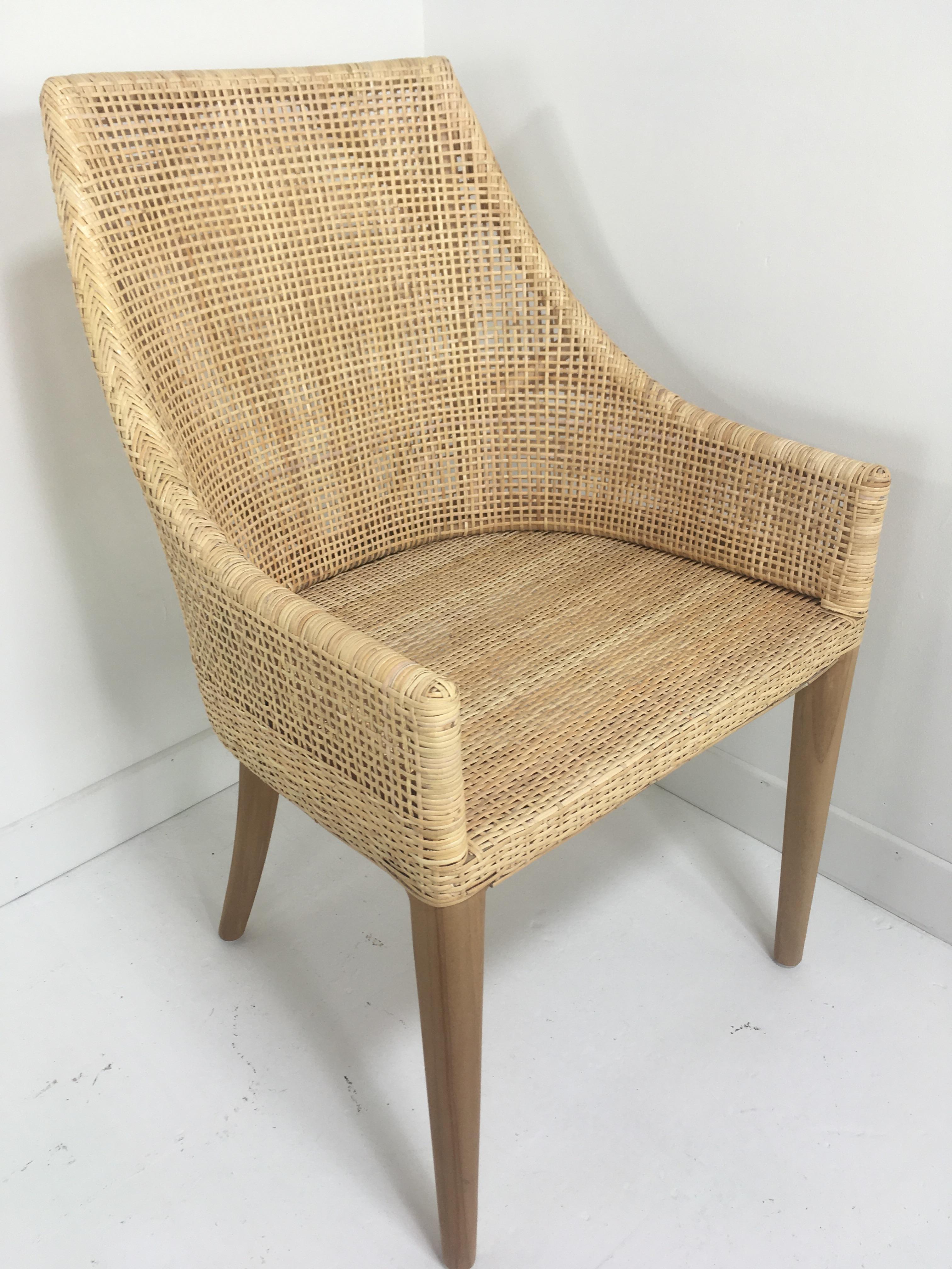 Handbraided Rattan and Wooden Set of Six Chairs For Sale 6