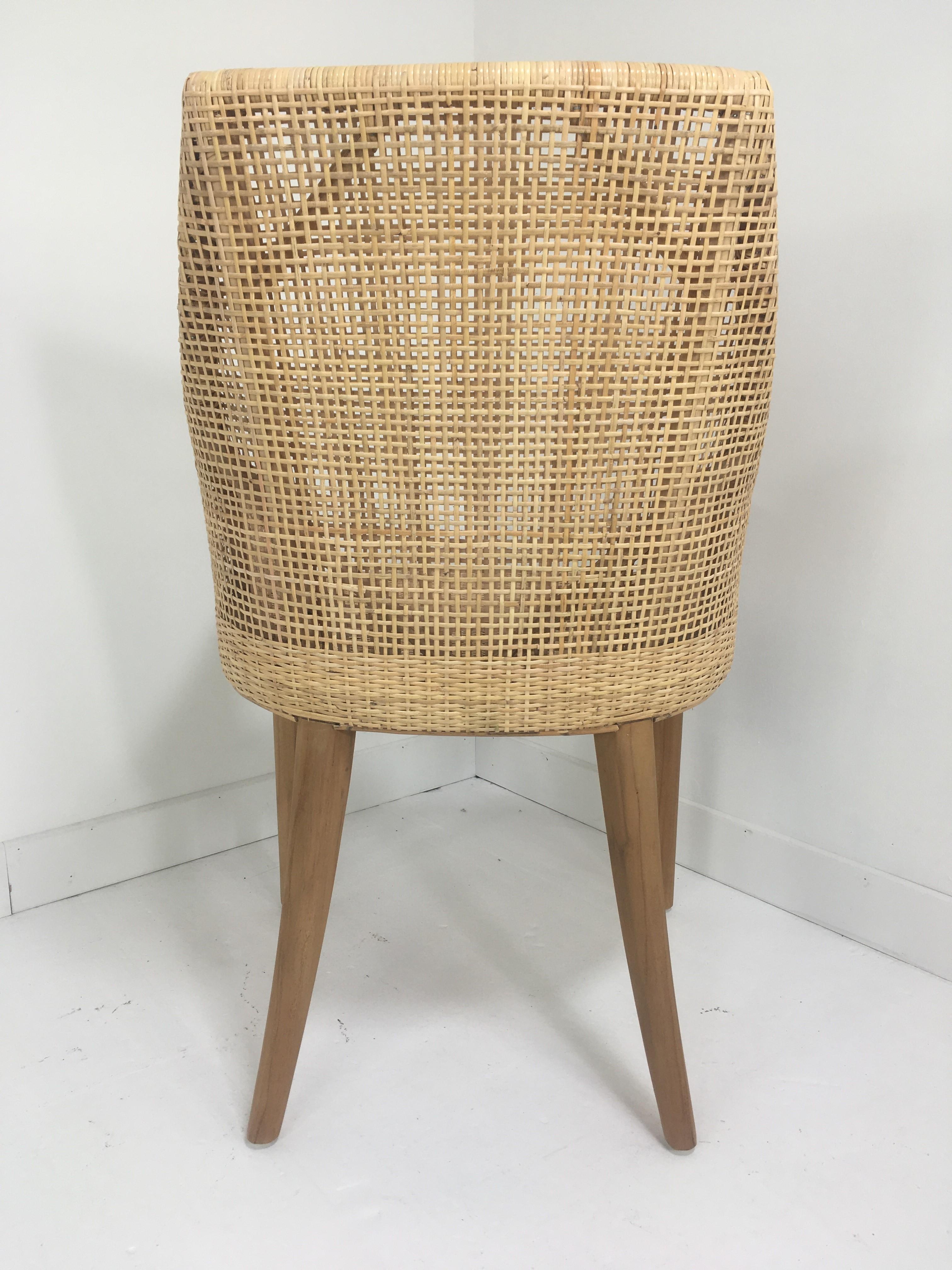 Handgeflochtenes Set aus sechs Stühlen aus Rattan und Holz im Zustand „Neu“ im Angebot in Tourcoing, FR