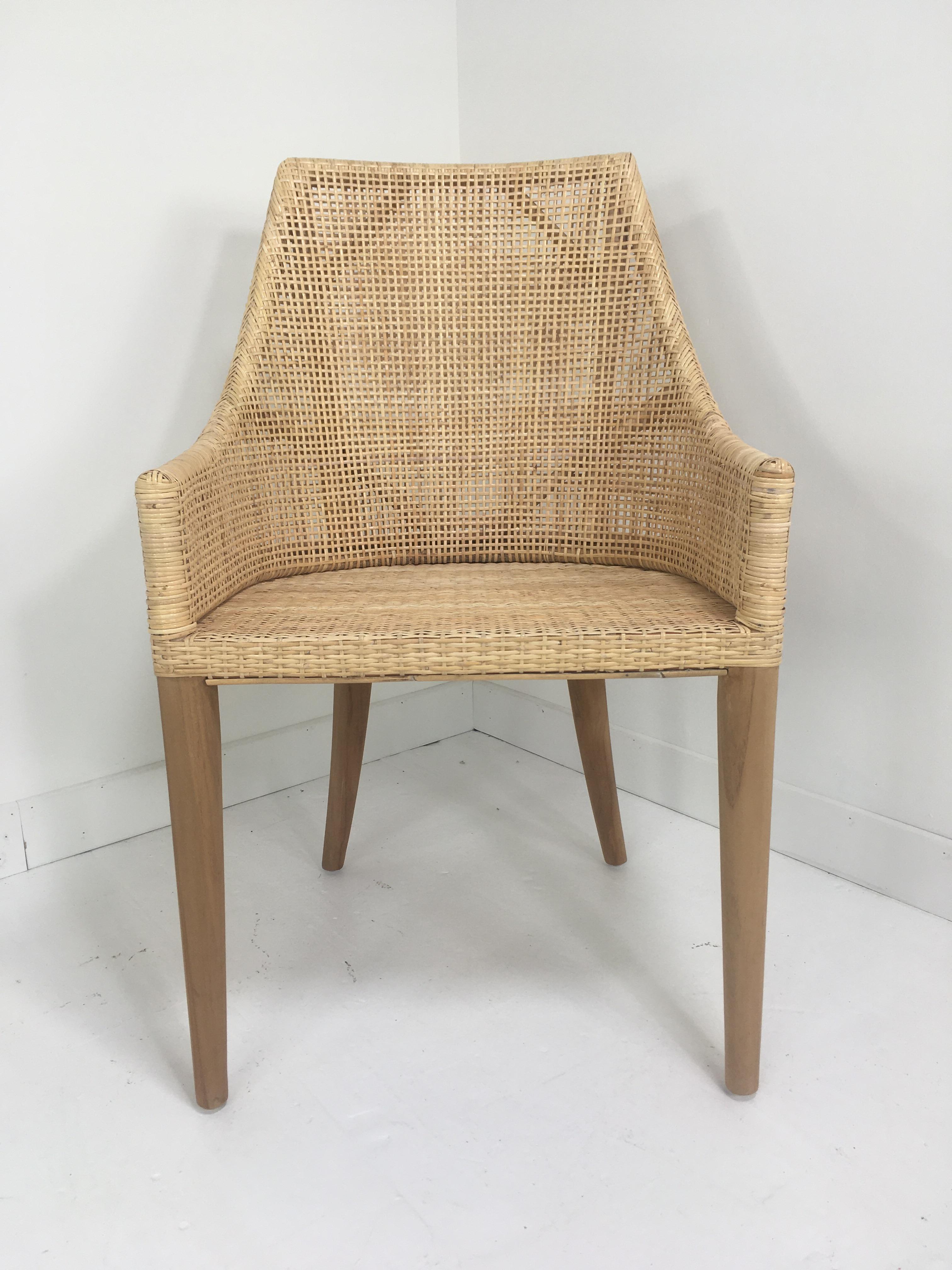 Handbraided Rattan and Wooden Set of Six Chairs For Sale 3