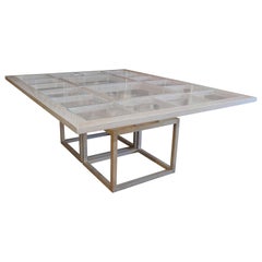 Handbuilt Custom Cerused Oak and Glass Dining Table