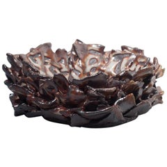 Handbuilt Decorative Bowl Wood-Fired Glazed Stoneware Ceramic