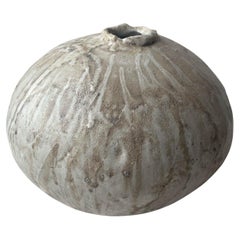 Handbuilt Organic Modern Large Ceramic Moon Vase with Lava Glaze