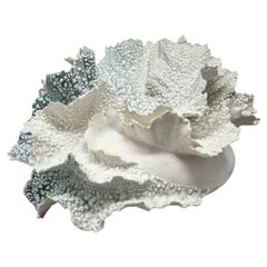 Handbuilt Paperporcelain Sculpture with blue // Wave 126