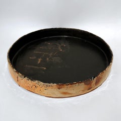 Handbuilt Round Stoneware Vessel Charlie Black & White Glaze by Hannelore Freer