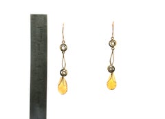 Pendientes Artesanales de Gota de Topacio de Oro Amarillo de 9 Kilates