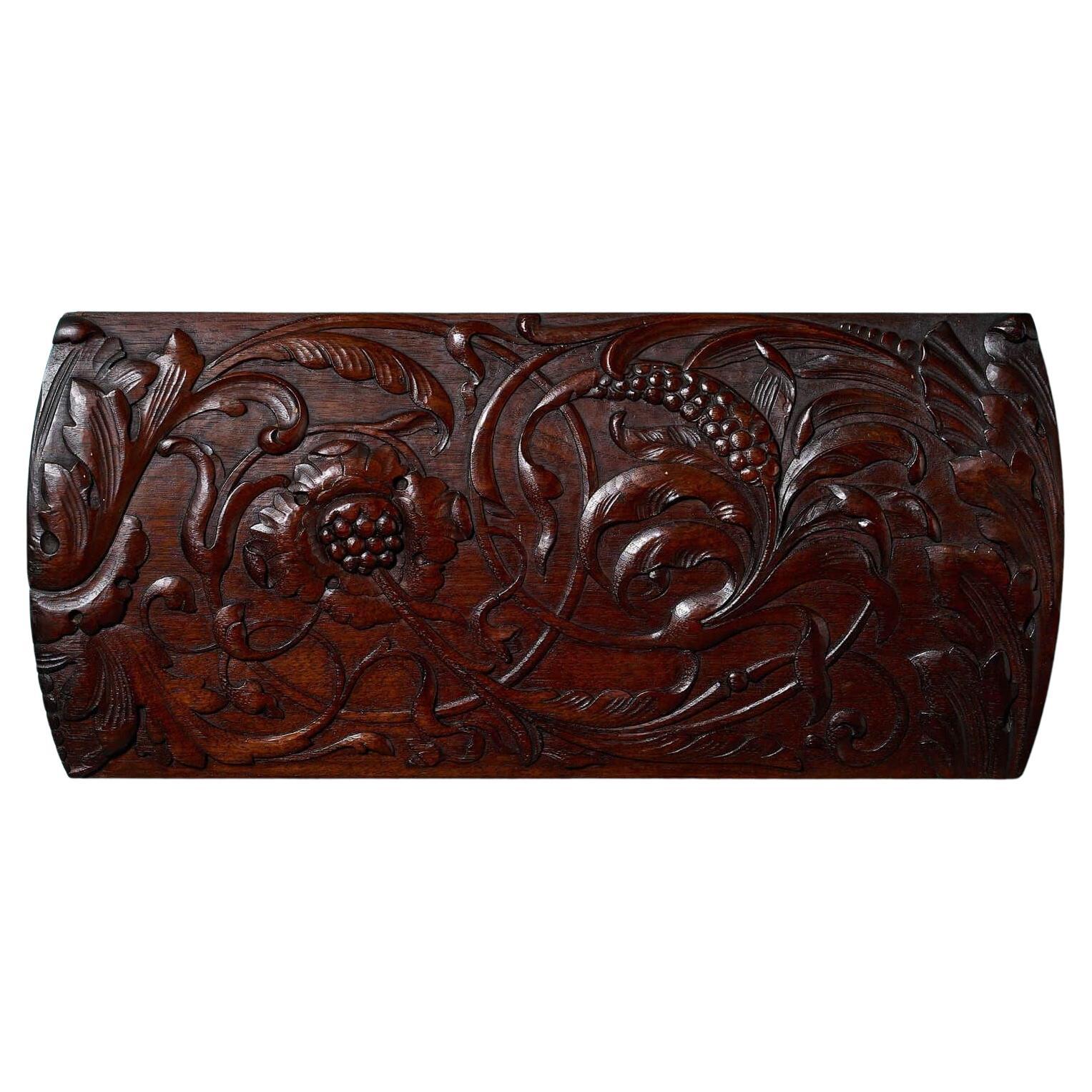 Handcarved 19th Century Mahogany Decorative Wall Panel For Sale