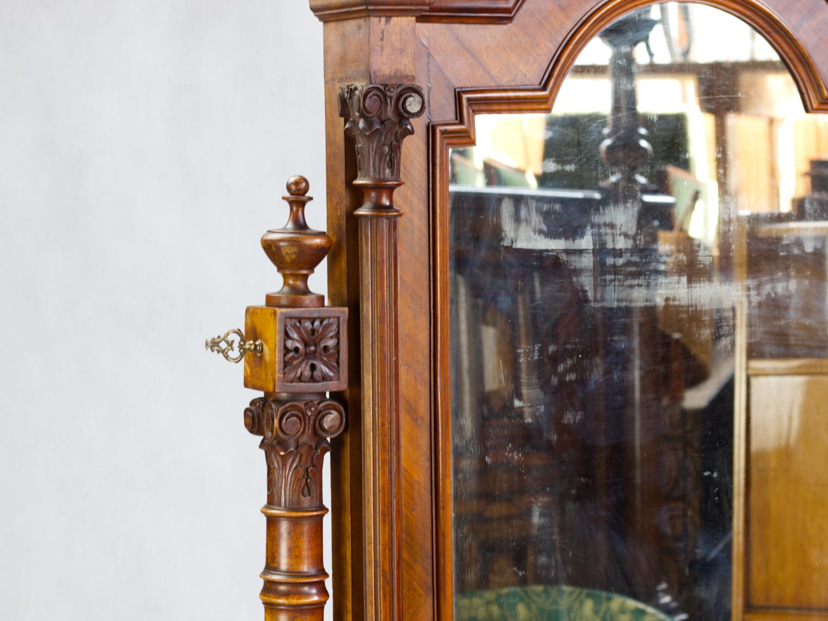 Hand Carved Antique Floor Mirror / Cheval Mirrror, Late 19th Century 3