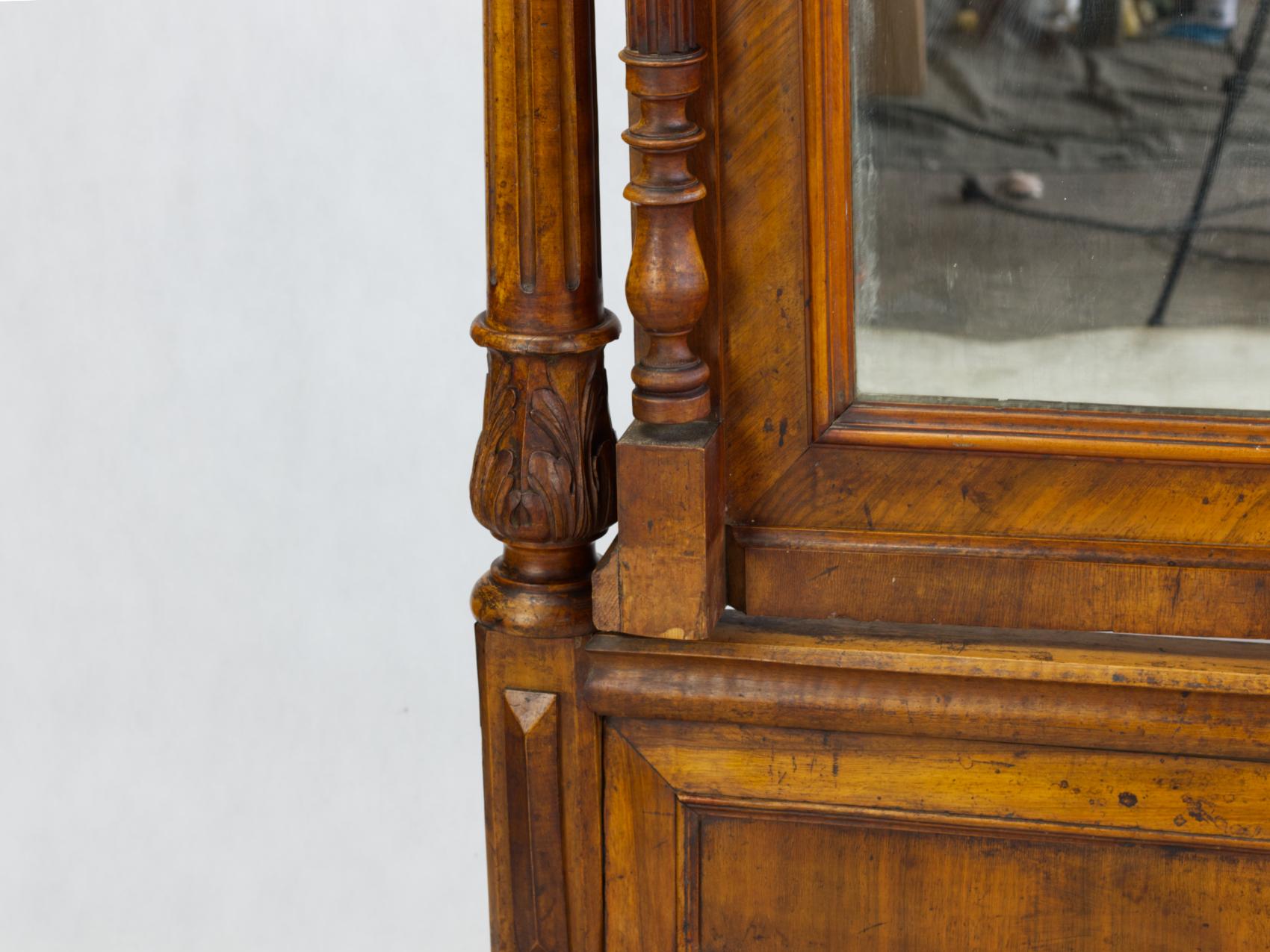 Hand Carved Antique Floor Mirror / Cheval Mirrror, Late 19th Century 5