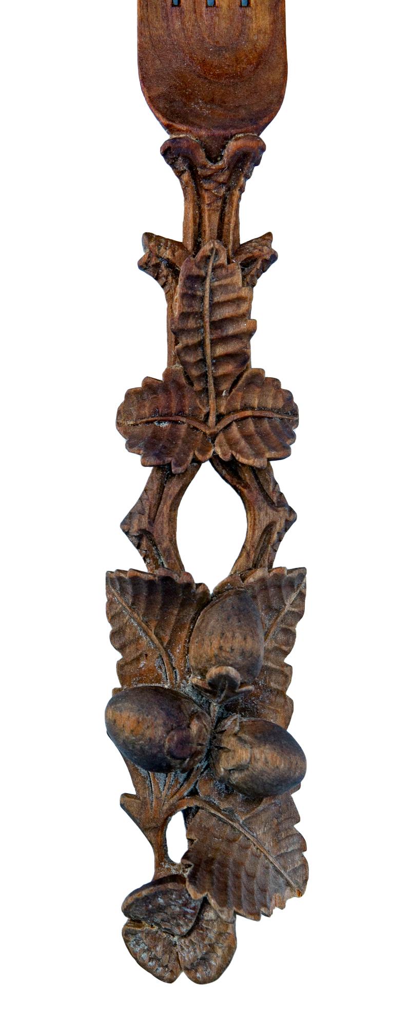 Handcarved Black Forest Style Salad Servers In Good Condition For Sale In Malibu, CA
