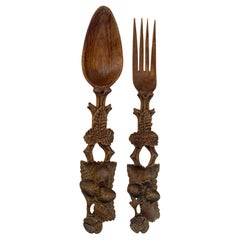 Handcarved Black Forest Style Salad Servers