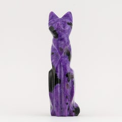 Handcarved charoite cat