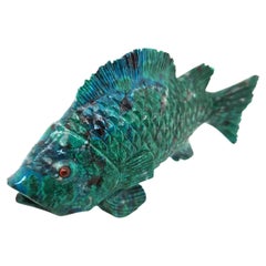 Sculpture en pierre précieuse Chrysocolla Fish sculptée à la main