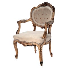 Antique Handcarved Deconstructed French Armchair 
