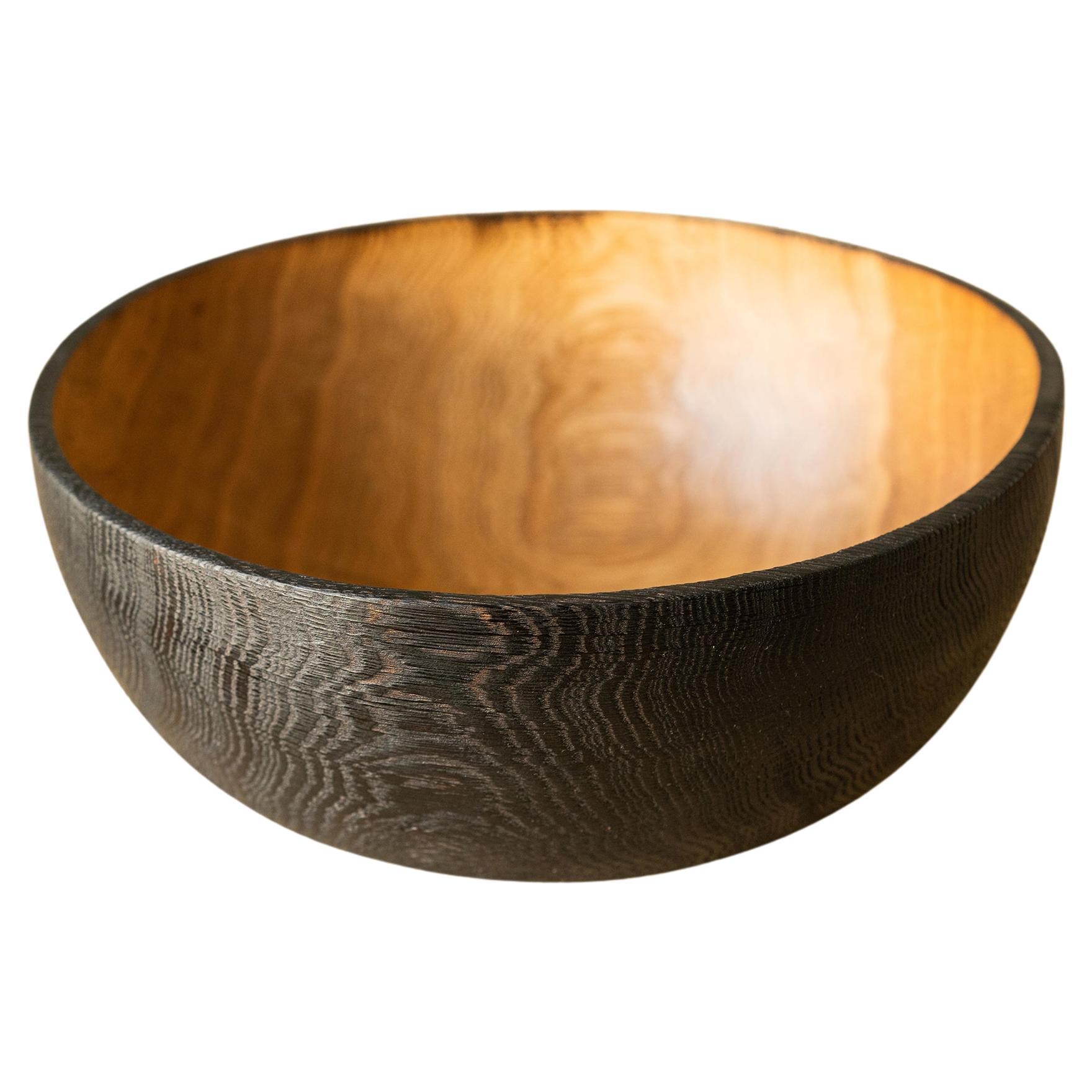 HandCarved Extra Large Half Charred Wooden Bowl For Sale