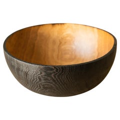 HandCarved Extra Large Half Charred Wooden Bowl