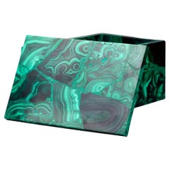 Hand‑Carved Genuine Malachite Box – Natural Stone Keepsake Storage