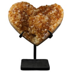 Hand‑Carved Golden Citrine Heart on Custom Black Stand