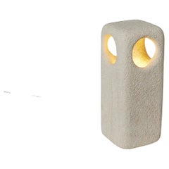 Handcarved limestone Lamp by Albert Tormos, France 1970