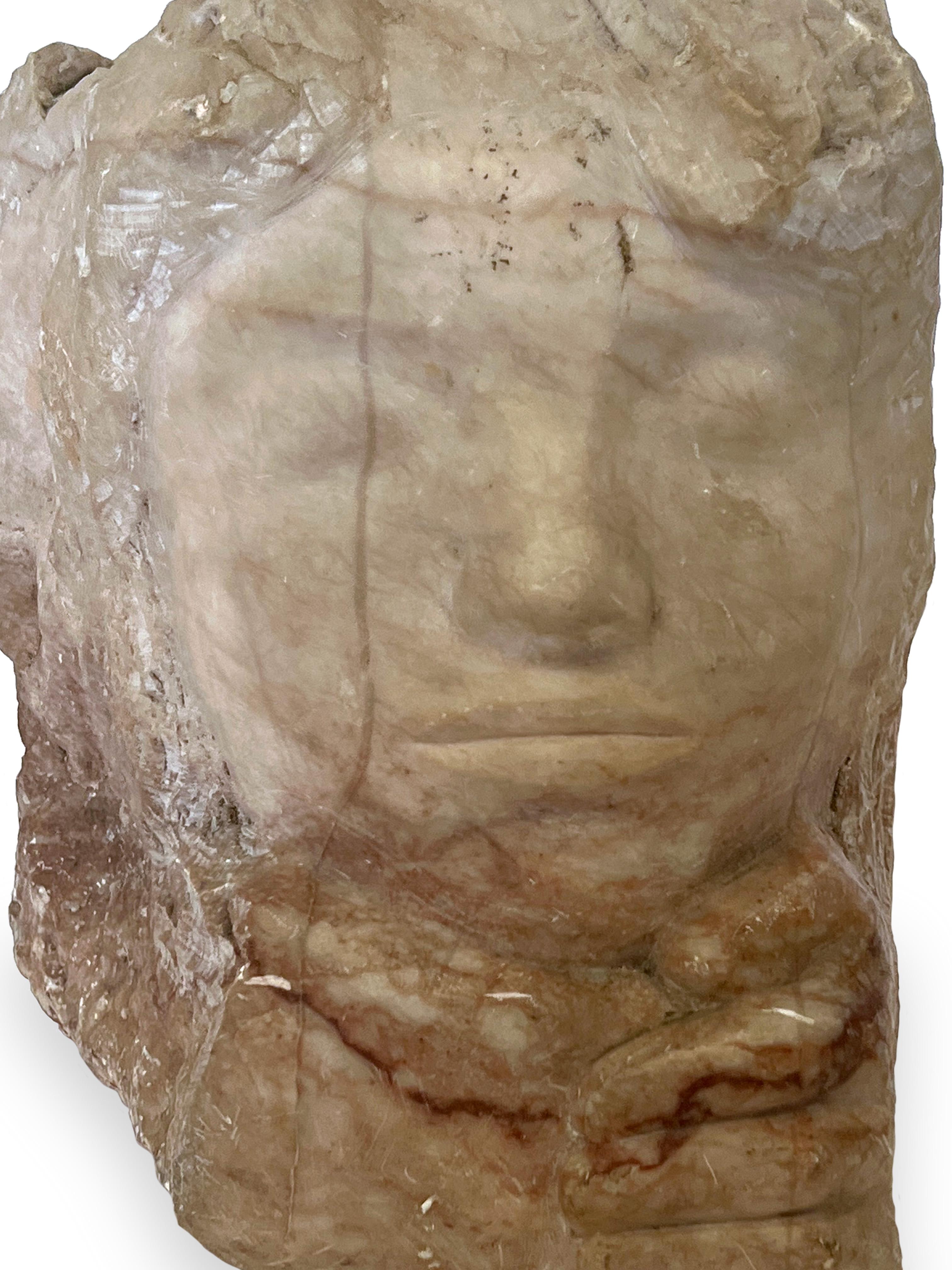 Hand Carved Marble Face Sculpture In Good Condition In New York, NY