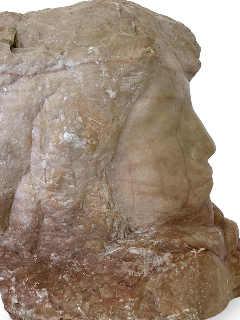 Hand Carved Marble Face Sculpture For Sale at 1stDibs