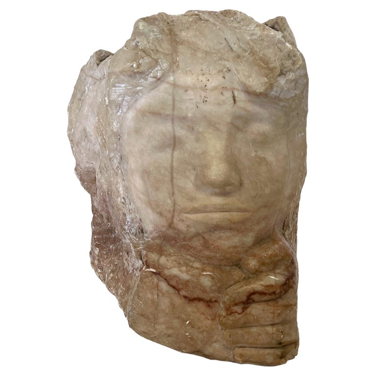 Hand Carved Marble Face Sculpture For Sale at 1stDibs