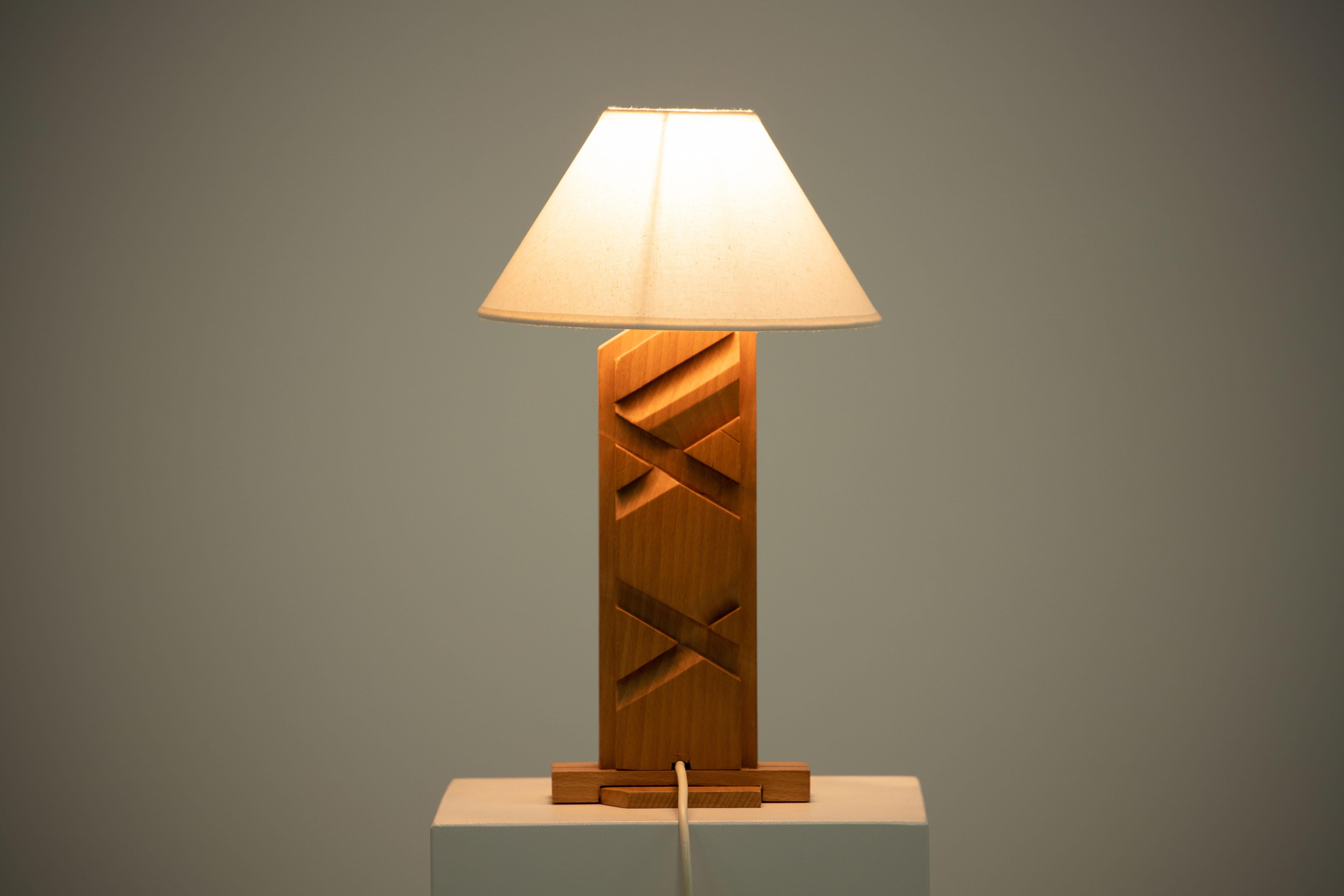 Mid-Century Modern Hand Carved Midcentury French Lamp For Sale