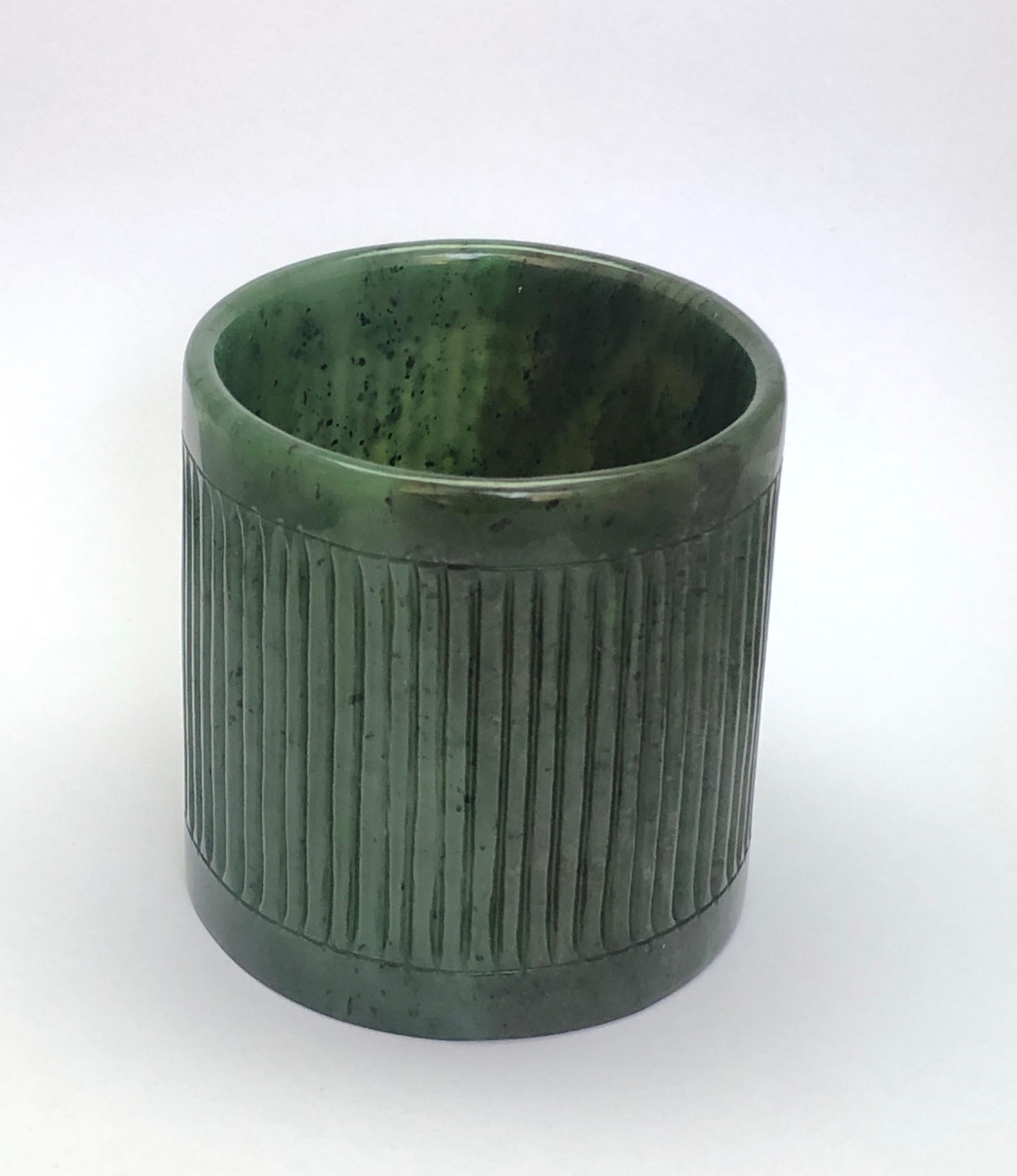 Made from a single piece nephrite jade boulder the whiskey glass is fully emptied to make it light weight, the glass is carved in Indian lapidary with adding a modern minimalist touch to the Mughal courtyard royal collection.

This piece is a part