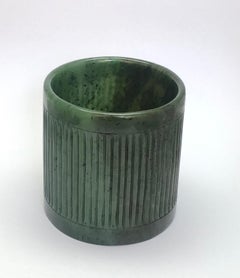 Handcarved nephrite jade whiskey glass