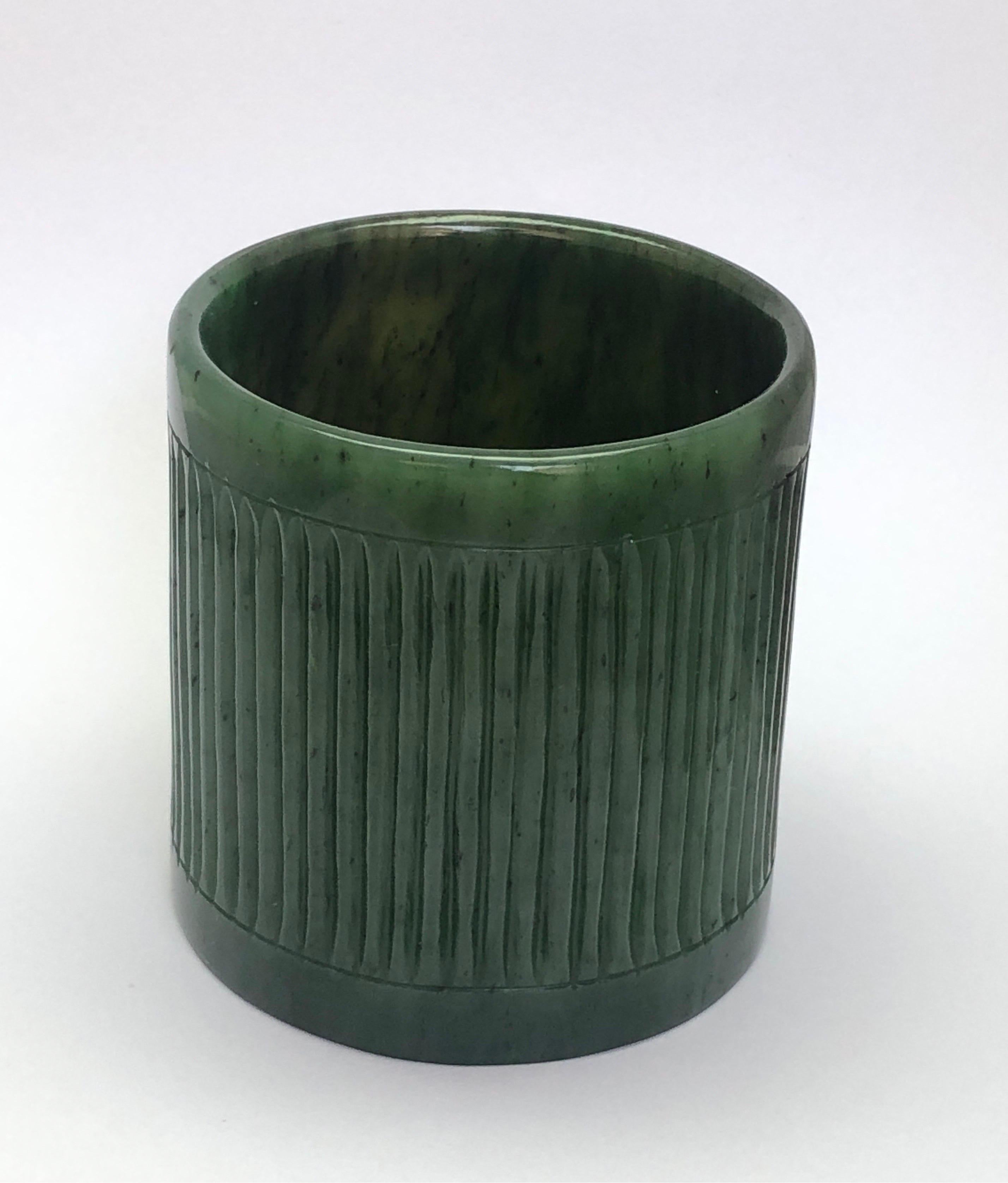 Men's Handcarved nephrite jade whiskey glass For Sale