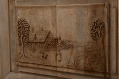 Handcarved Solid Oak Buffet, Marble Top, France, 1940s