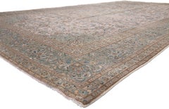 Hand Carved Vintage Persian Kashan Rug, Hotel Lobby Size Carpet, 11'01 x 19'04