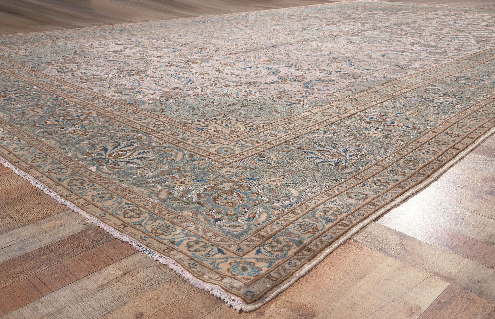 Wool Hand Carved Vintage Persian Kashan Rug, Hotel Lobby Size Carpet For Sale