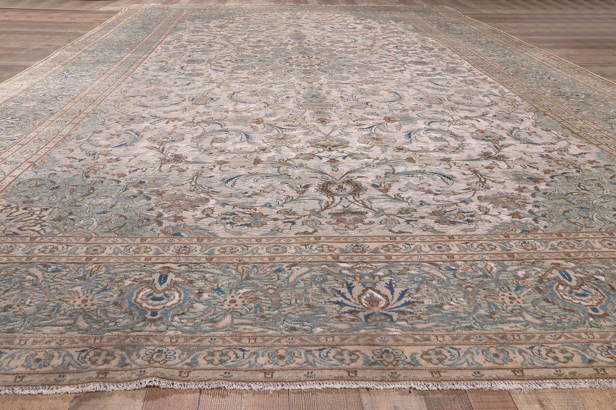 Hand Carved Vintage Persian Kashan Rug, Hotel Lobby Size Carpet For Sale 1