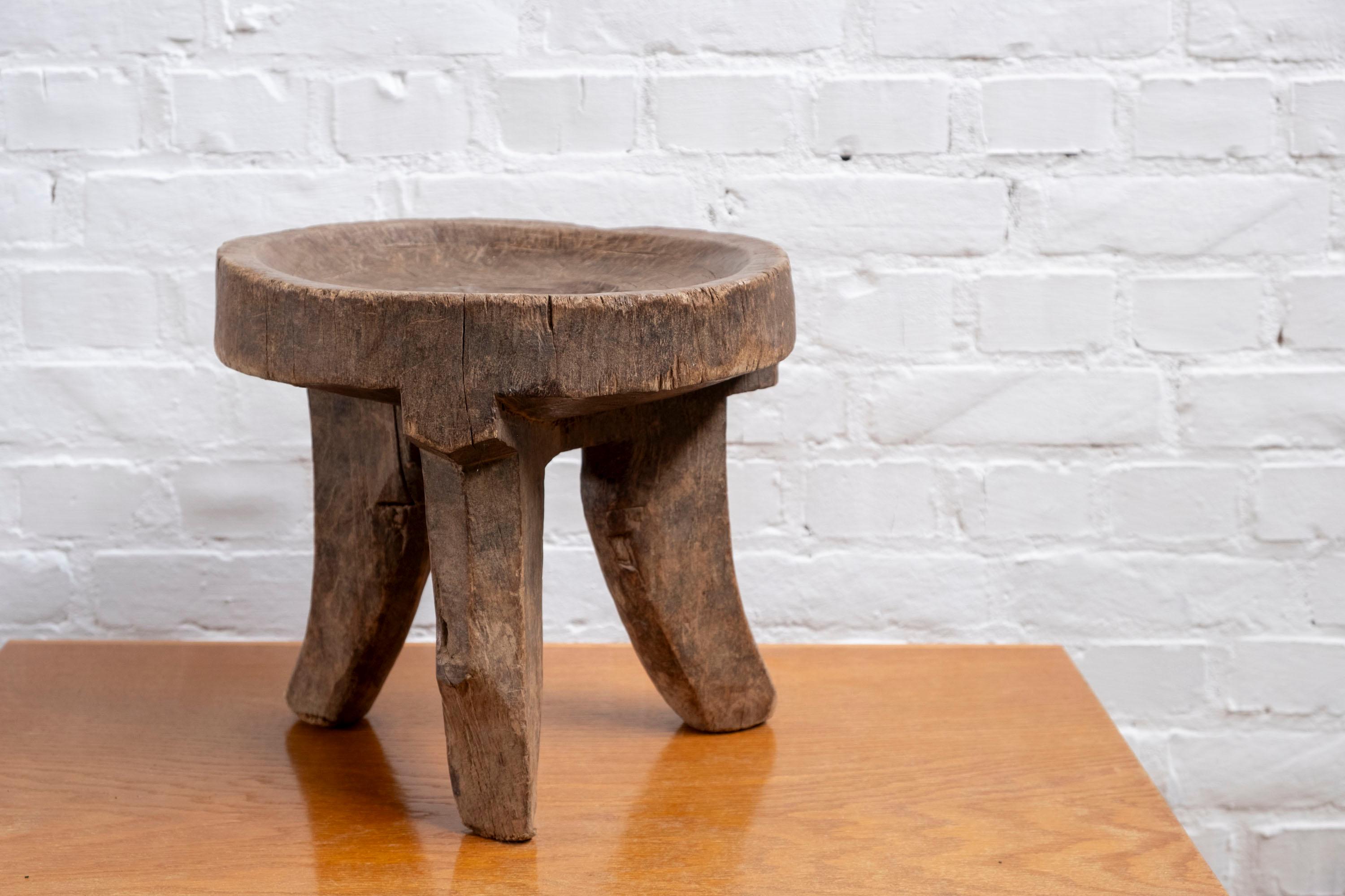 Handcarved Wabi Sabi Side Table In Good Condition For Sale In Balen, BE