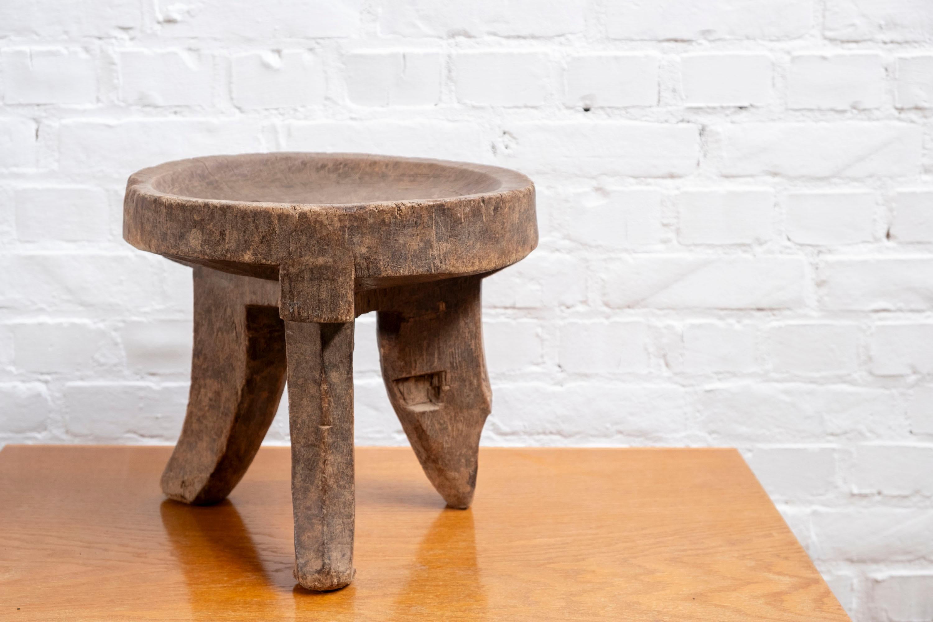 20th Century Handcarved Wabi Sabi Side Table For Sale